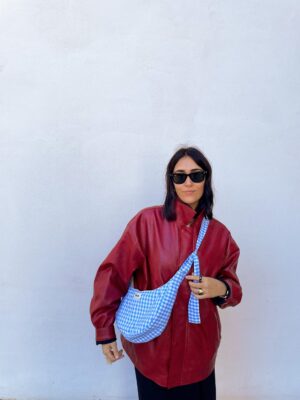 Bandolera XL vichy azul