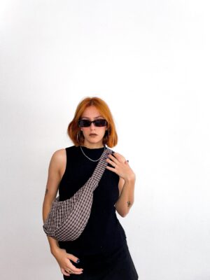 Bandolera XL ajustable cuadros marrones
