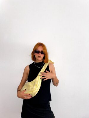 Bandolera XL ajustable cuadros amarillos